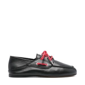 Sandro Black Boat Shoes with Red Laces
